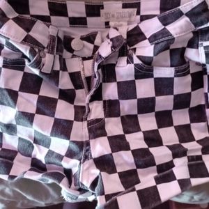 Womens 0 Denim Checkerboard Jean Shorts small